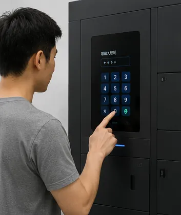 PIN password smart locker with on-screen PIN pad